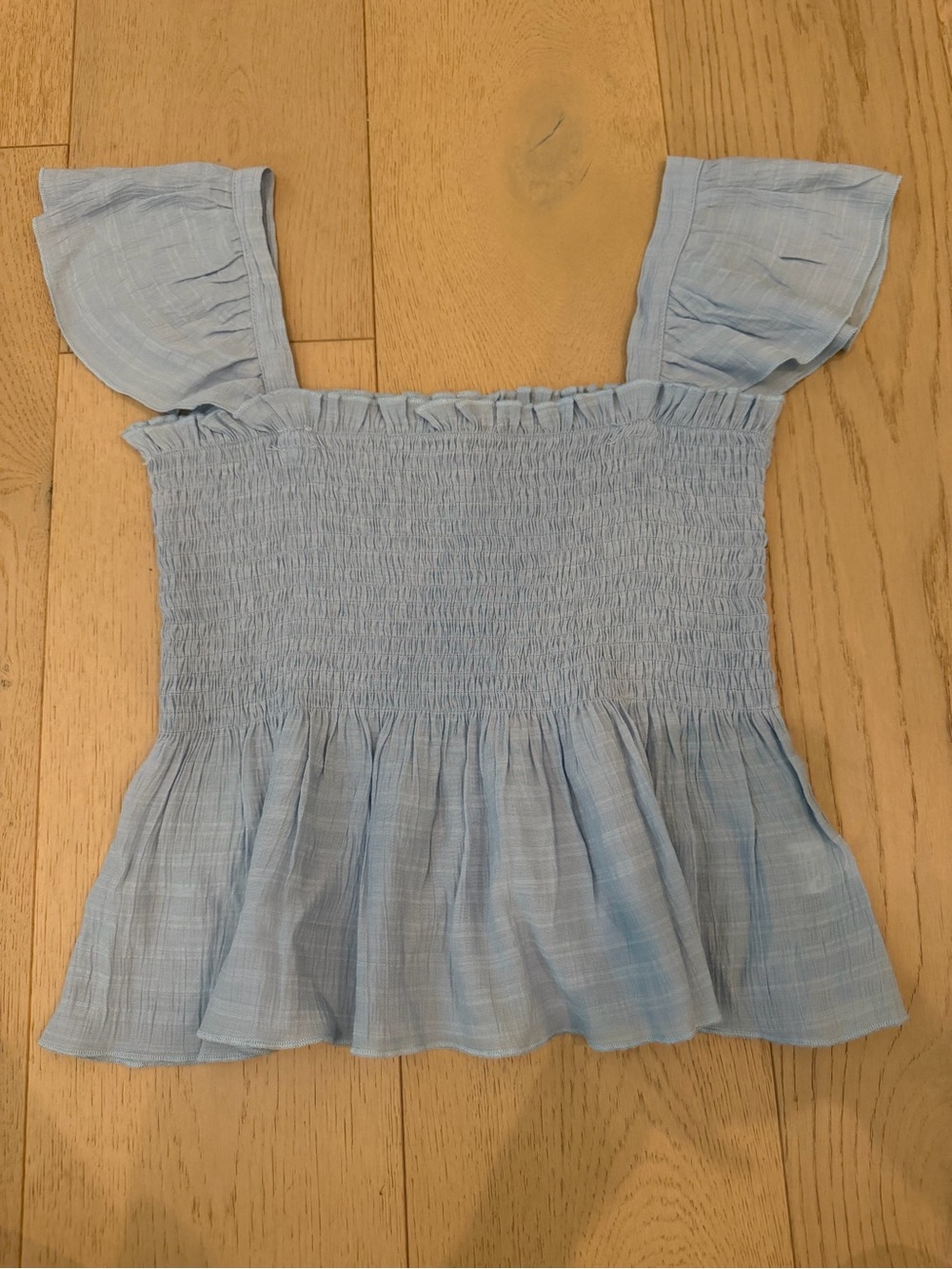 SHEIN Light Blue Smocked Flutter Cami Top